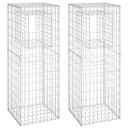 Gabionstolper 2 stk 50x50x140 cm jern Silver