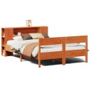  Seng med bokhylle uten madrass voksbrun 140x200 cm heltre furu 8721158617378