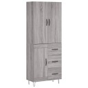  Highboard grå sonoma 69,5x34x180 cm konstruert tre