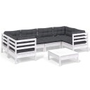  Hagesofagruppe med puter 7 deler furu hvit 3097302