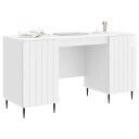 vidaXL Skrivebord Høgglans hvit 142,5 x 50 x 75 cm Konstruert tre
