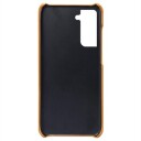 Samsung Galaxy S22 5G KSQ Belagt Plast Deksel med Kortlommer Oransje