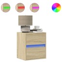  Vegghengte nattbord med LED-lys 2 stk sonoma eik 8721158343116
