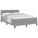  Box Spring Seng med Madrass Lys Grå 160x200 cm Stoff