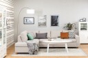 Crazy 4 seters Venstrevendt L formet Sjeselongsofa i Stoff   Beige