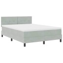  Box Spring Seng med Madrass & LED Lys Lys Grå 140x200 cm Fløyel