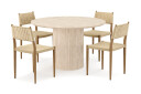 Scandinavian Choice Uppveda Rundt Spisebord 130 cm med travertin look med 4 stk Jamna Spisestoler Beige