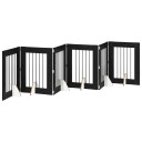 Vidaxl Foldbar Hundegitter Med Stativer 6 Stk. Svart Eik 362 cm