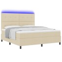  Boksfjær Seng med madrass med LED Krem 180 x 200 cm stoff