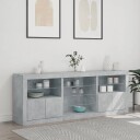 vidaXL Skjenk med LED-lys betonggrå 181,5x37x67 cm