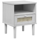  Nattbord SENJA rotting utseende hvit 40x35x48 cm heltre furu 8721012134270
