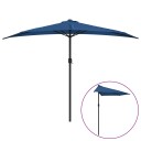 vidaXL Balkongparasoll med aluminiumsstang blå 300x150x253 cm halv