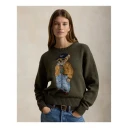 Polo Ralph Lauren Grønn Rundhalset Strikkegenser Dame L med Polo Bear Motiv