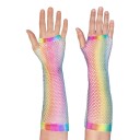Boland Party Partners 80-talls UV fingerløse nettinghansker lange regnbue neon One size 02998