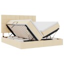  LED lagringseng med madrass Creme 200 x 200 cm Stoff