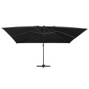 vidaXL Hengeparasoll med LED-lys og aluminiumsstang 400x300 cm svart