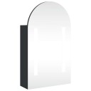vidaXL Baderomsspeilskap med LED-lys buet svart 42x13x70 cm
