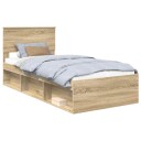  Sengestamme med hodegjerde Sonoma eik 90 x 200 cm Massiv furu