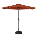 vidaXL Hageparasol med LED-lamper og fot 3 x 3 m Polyester Terrakotta