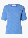 Selected Femme Helen 2/4 Knit O Neck Blå XS