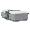  Sengeramme med LED-lys betonggrå 100x200 cm konstruert tre 8721012273634