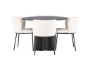 Venture Design Olivia & Edina spisegruppe Hvit/svart 4 stoler & bord 110 cm