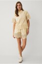 Ellos Collection   Bluse med brodert hullmønster   Gul