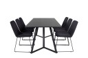 Venture Design Marina & Muce spisegruppe Svart/svart 6 st stoler bord 180 x 90 cm