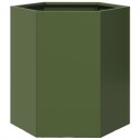 Plantekasse olivengrønn sekskantet 46x40x45 cm stål