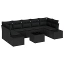vidaXL Hagesofa Set med pute med lagring 8 pcs Svart polyrotting
