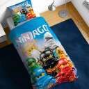 Licens LEGO Ninjago sengetøy   100% bomull   Junior sengetøy 100x140 cm   Blått LEGO sengetøy