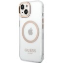 Guess Metal Outline MagSafe Deksel til iPhone 15 Plus / 14 Plus - Gull