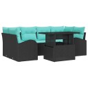 vidaXL Hagesofa Set 7 stk. Svart og tyrkis