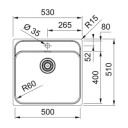 Franke SRX 210 50 TL Stålvask 1 Kum Med Bakplate