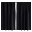  Gardiner med gardiner 2 pcs Svart 140x140cm Polyester