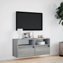  Vegghengt TV-benk med LED grå sonoma 100x31x45 cm 852339