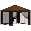 vidaXL Hagepaviljong med sidevegger 3 x 3 m Brun Polyester og stål