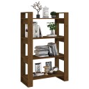 vidaXL Bokhylle/romdeler honningbrun 80x35x125 cm heltre