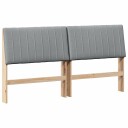  Polstret sengegavl Lysegrå 180 cm Massiv furu
