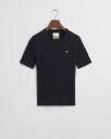Kabelstrikket bomullsgenser med korte armer  EVENING BLUE S