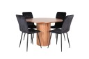 Venture Home Bianca Spisegruppe 110 cm Rund med 4 Windu Lyx Stoler Sort