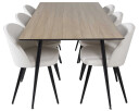 Venture Design Silar & Velvet spisegruppe Natur/beige 6 st stoler & bord 180 x 90 cm