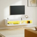 Flytende TV stativ med RGB LED 55–60 tommer blank hvit