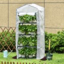 Minidrivhus med 4 hyller – 70 x 50 x 160 cm hvit