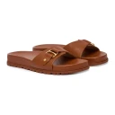 Lauren Ralph Lauren Tasha Leather Slide Sandal   Brown   42