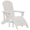  Adirondack stol med fotstøtte Hvit HDPE