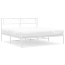 vidaXL Sengeramme i metall med hodegavl hvit 135x190 cm 8721012191044