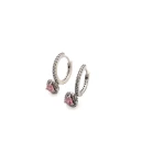 PANDORA Heart Sterling Silver Hoop Earrings With Fancy Pink And Clear Cubic Zirconia Rosa One Size