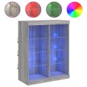 vidaXL Skjenk med LED-lys grå sonoma 81x37x100 cm