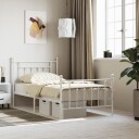vidaXL Sengeramme i metall med hode- og fotgavl hvit 100x190 cm 8720845883782
